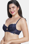 Amante Padded Wired Demi Coverage Lace Bra - Evening Blue — thumbnail 2